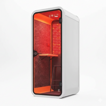 Red Aura Bio-Focus Pods: Soundproof Office Pods with Integrated Red Light Therapy (1-6 Person Wellness Workspaces)