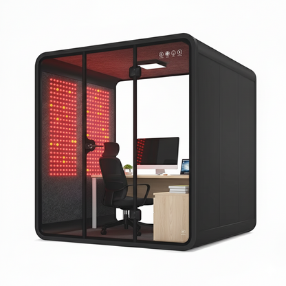 Red Aura Bio-Focus Pods: Soundproof Office Pods with Integrated Red Light Therapy (1-6 Person Wellness Workspaces)