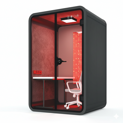 Red Aura Bio-Focus Pods: Soundproof Office Pods with Integrated Red Light Therapy (1-6 Person Wellness Workspaces)