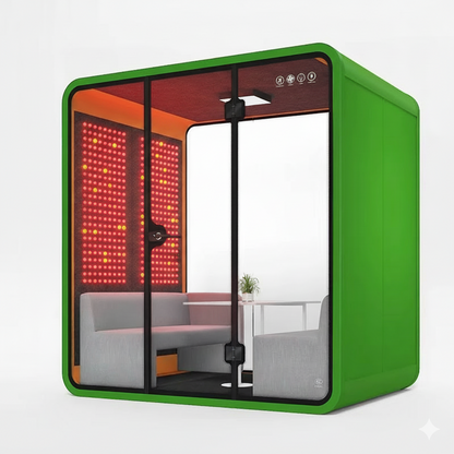 Red Aura Bio-Focus Pods: Soundproof Office Pods with Integrated Red Light Therapy (1-6 Person Wellness Workspaces)