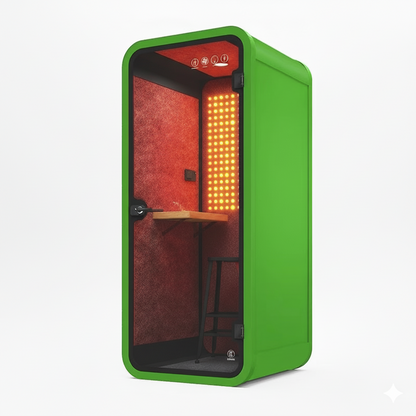 Red Aura Bio-Focus Pods: Soundproof Office Pods with Integrated Red Light Therapy (1-6 Person Wellness Workspaces)